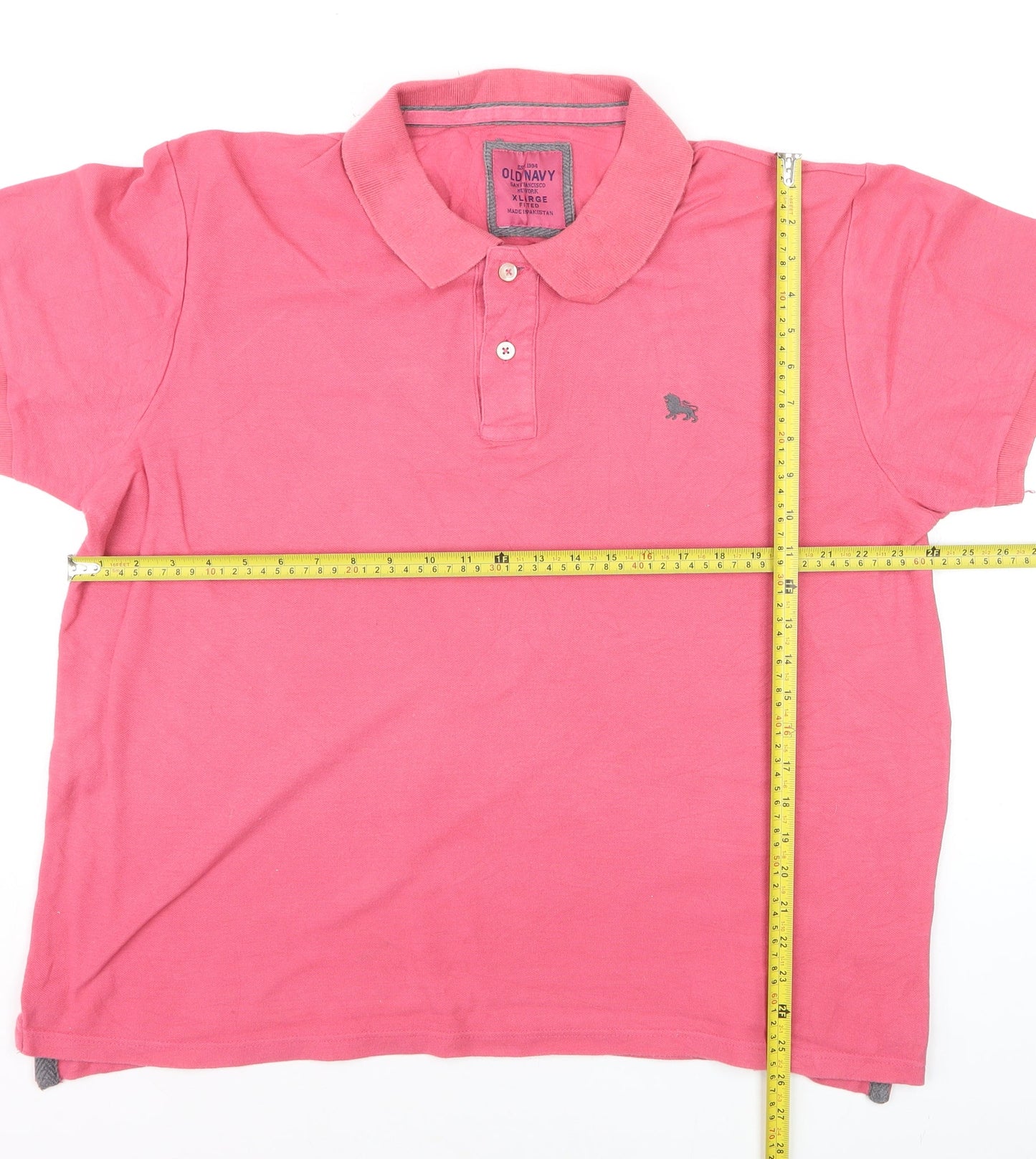 Old Navy Men's Pink XL Fitted Cotton Polo Shirt Casual Summer