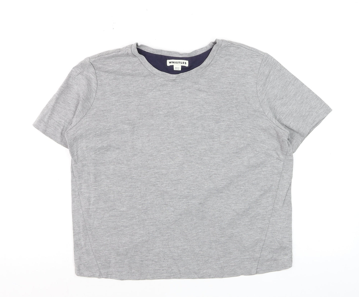 Whistles Women Grey Jersey Cotton Stretch T-Shirt Small