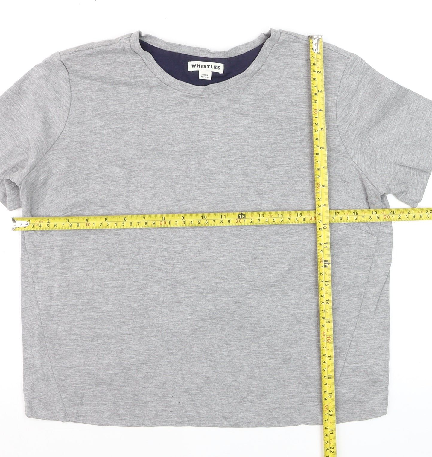 Whistles Women Grey Jersey Cotton Stretch T-Shirt Small