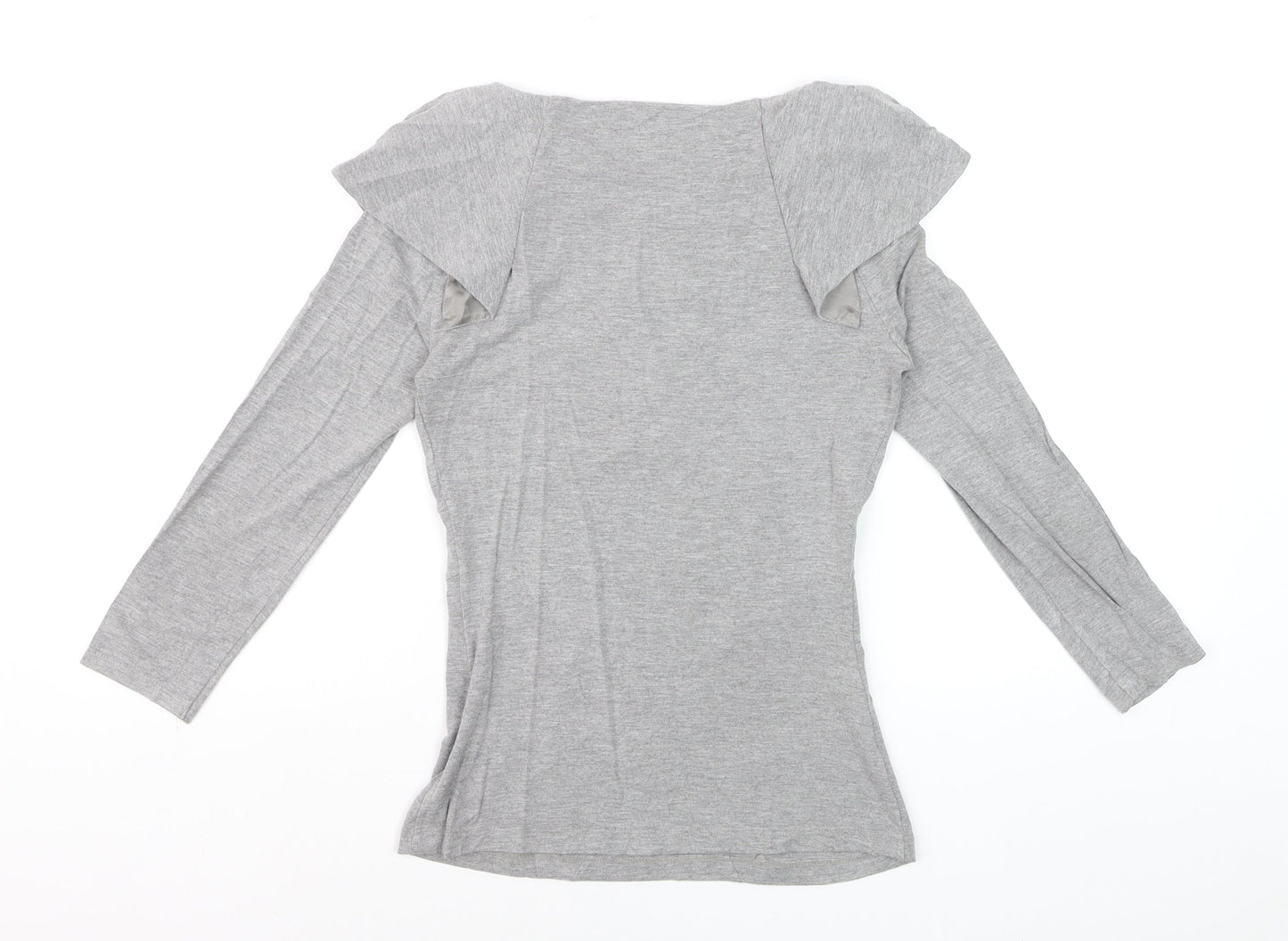Karen Millen Womens Grey Long Sleeve Boat Neck Slim Fit Blouse Size 8