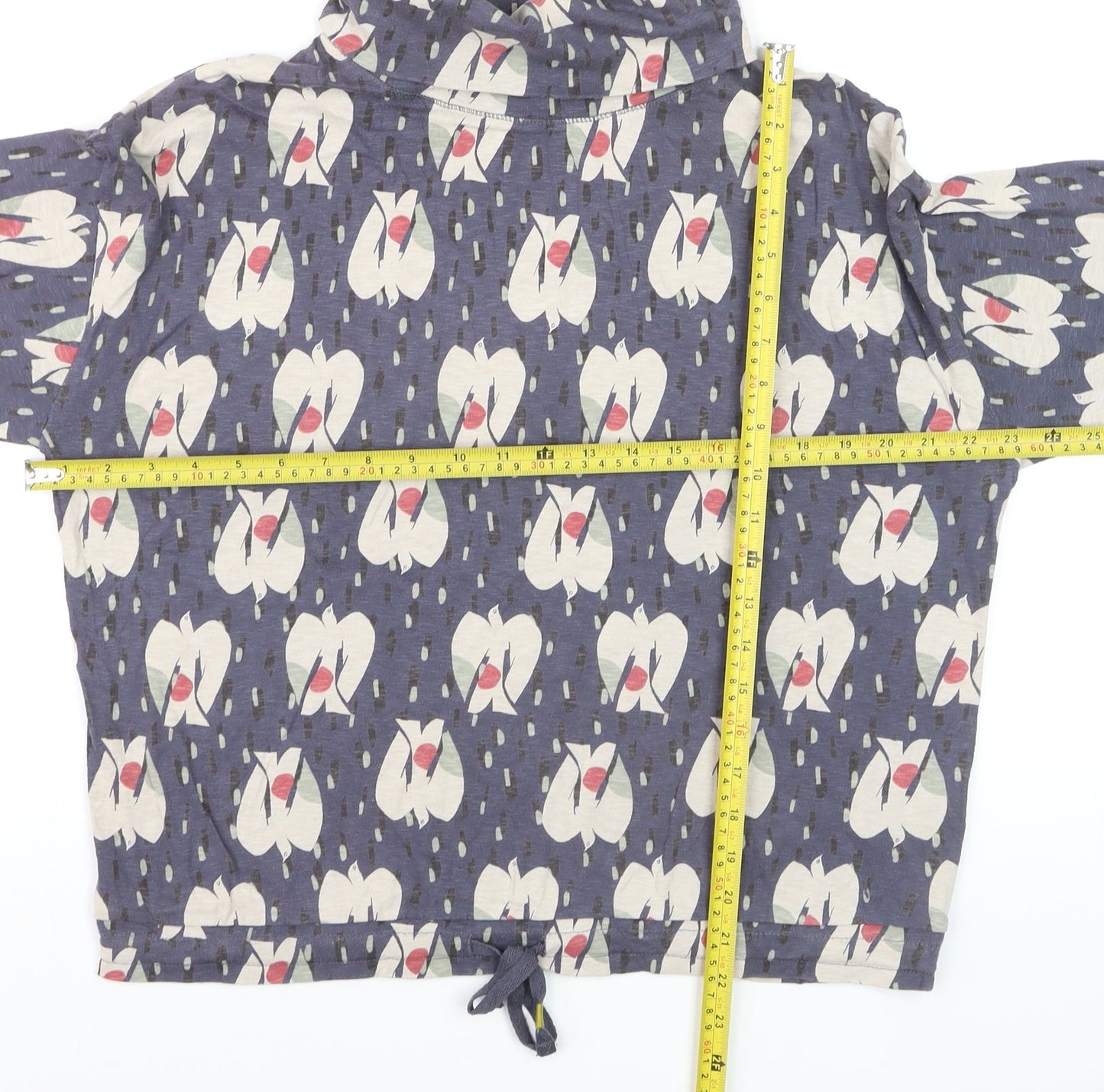 White Stuff Women's Blue Floral Cotton Roll Neck Blouse UK 8