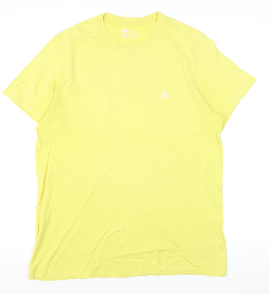 Timberland Men's Yellow Cotton Crew Neck Regular Fit T-Shirt Size L
