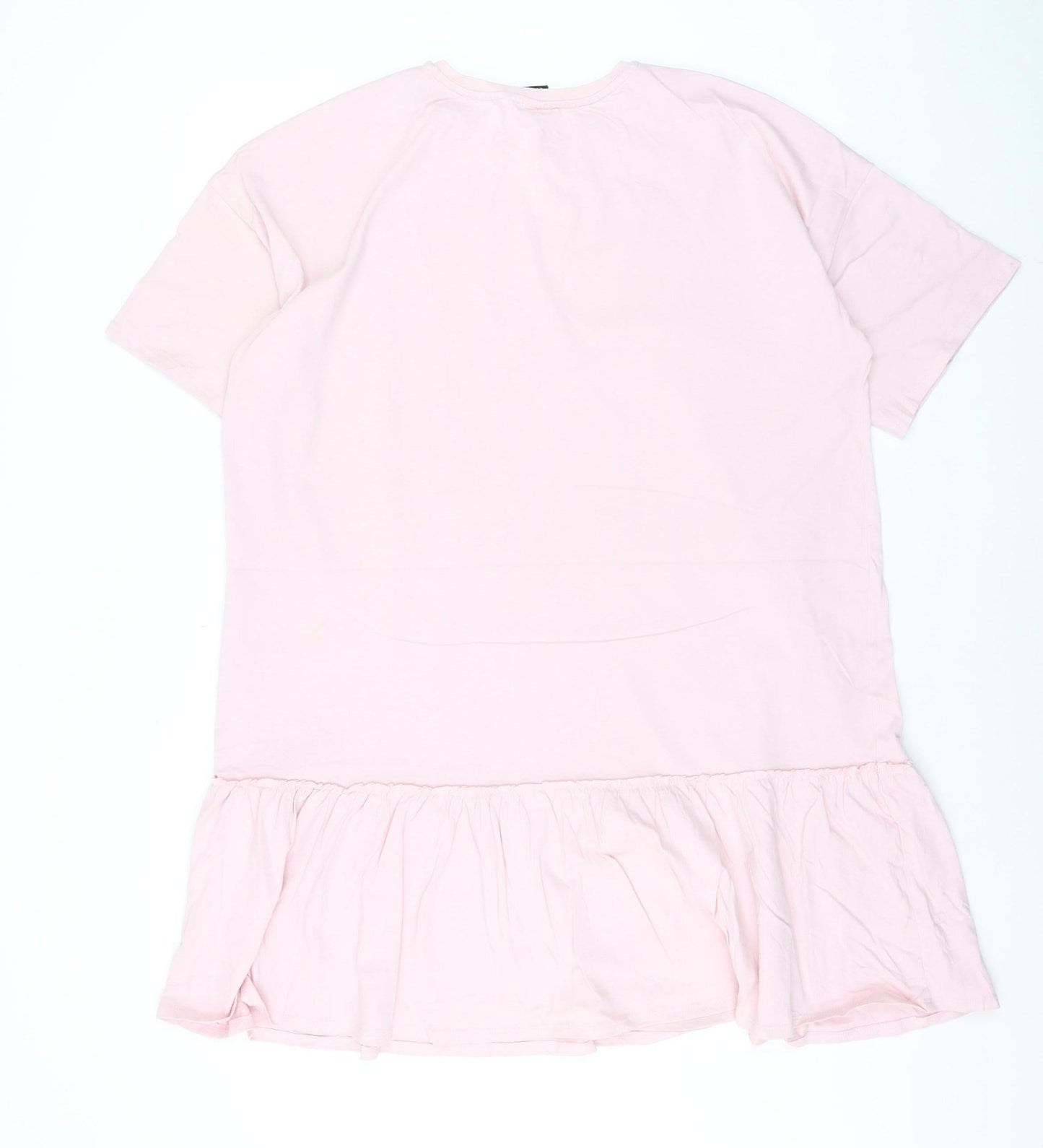 Disney at George Women’s Pink Ruffle Tunic T-Shirt L Mickey & Minnie Cotton