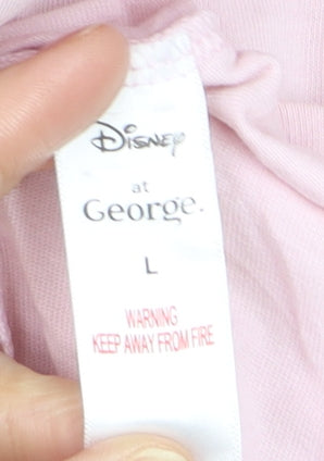 Disney at George Women’s Pink Ruffle Tunic T-Shirt L Mickey & Minnie Cotton