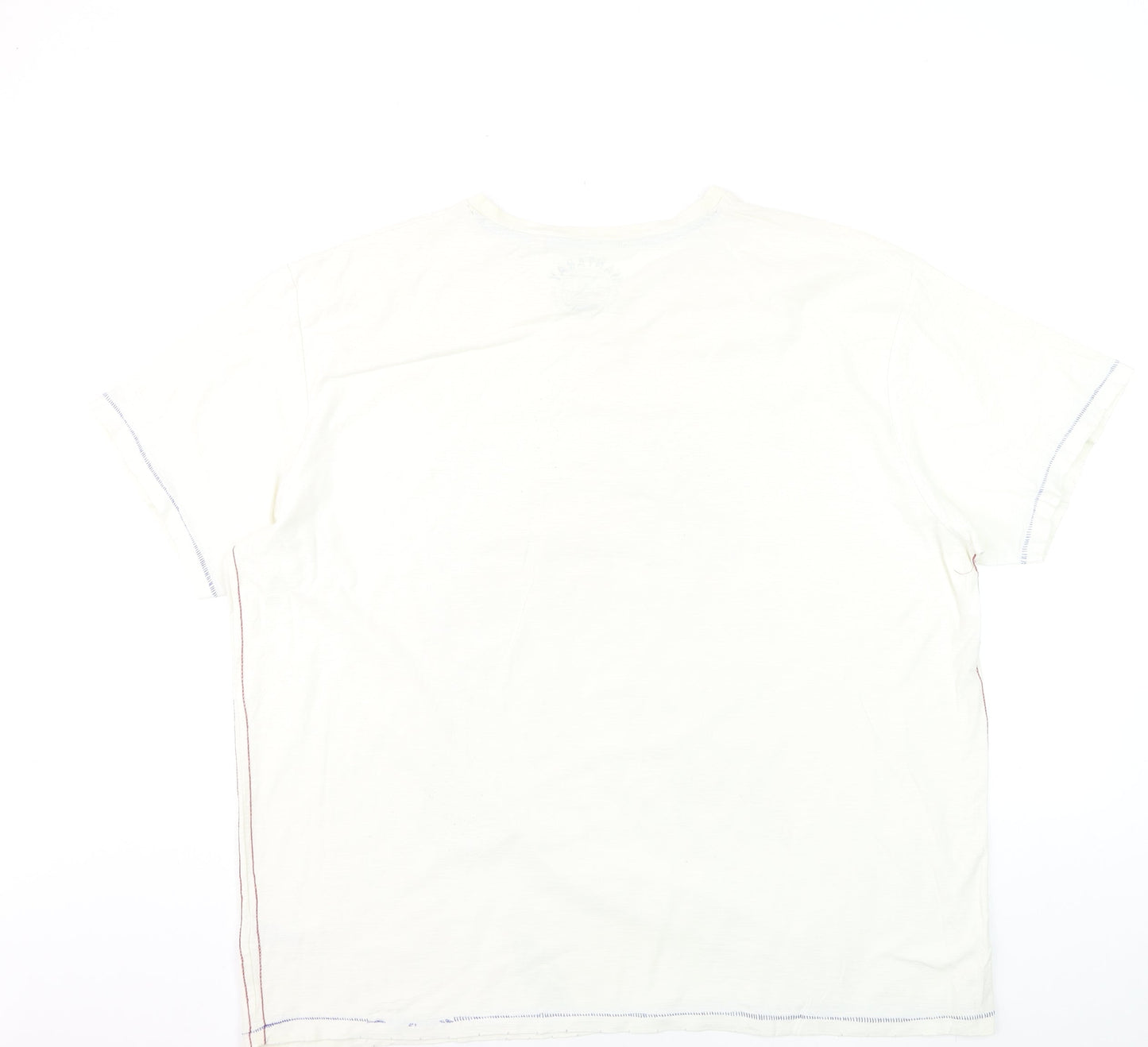 Mantaray Men's Beige Flamingo Graphic V-Neck Cotton T-Shirt 2XL