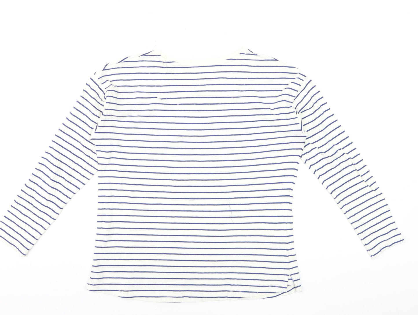 Principles Women’s White Striped Long Sleeve Cotton T-Shirt Size 12