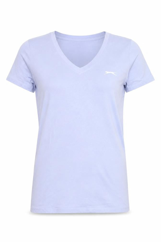 Slazenger Women's Blue V-Neck Cotton Short Sleeve T-Shirt UK 10