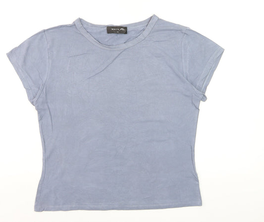 White Fox Women's Blue Short Sleeve Slim Fit Basic T-Shirt XL