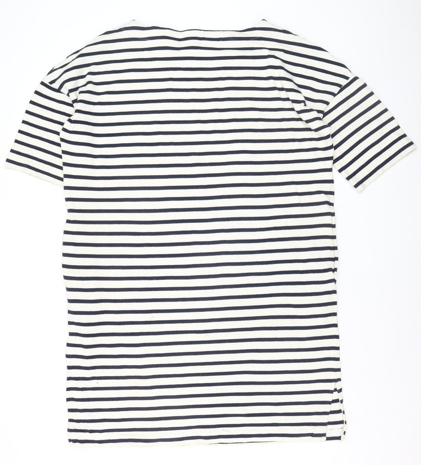 Kin by John Lewis Women White Striped Cotton T-Shirt Dress L