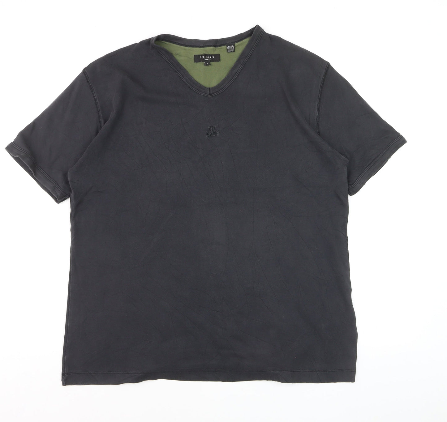 Ted Baker Men's Black V-Neck Short Sleeve T-Shirt Size L Cotton