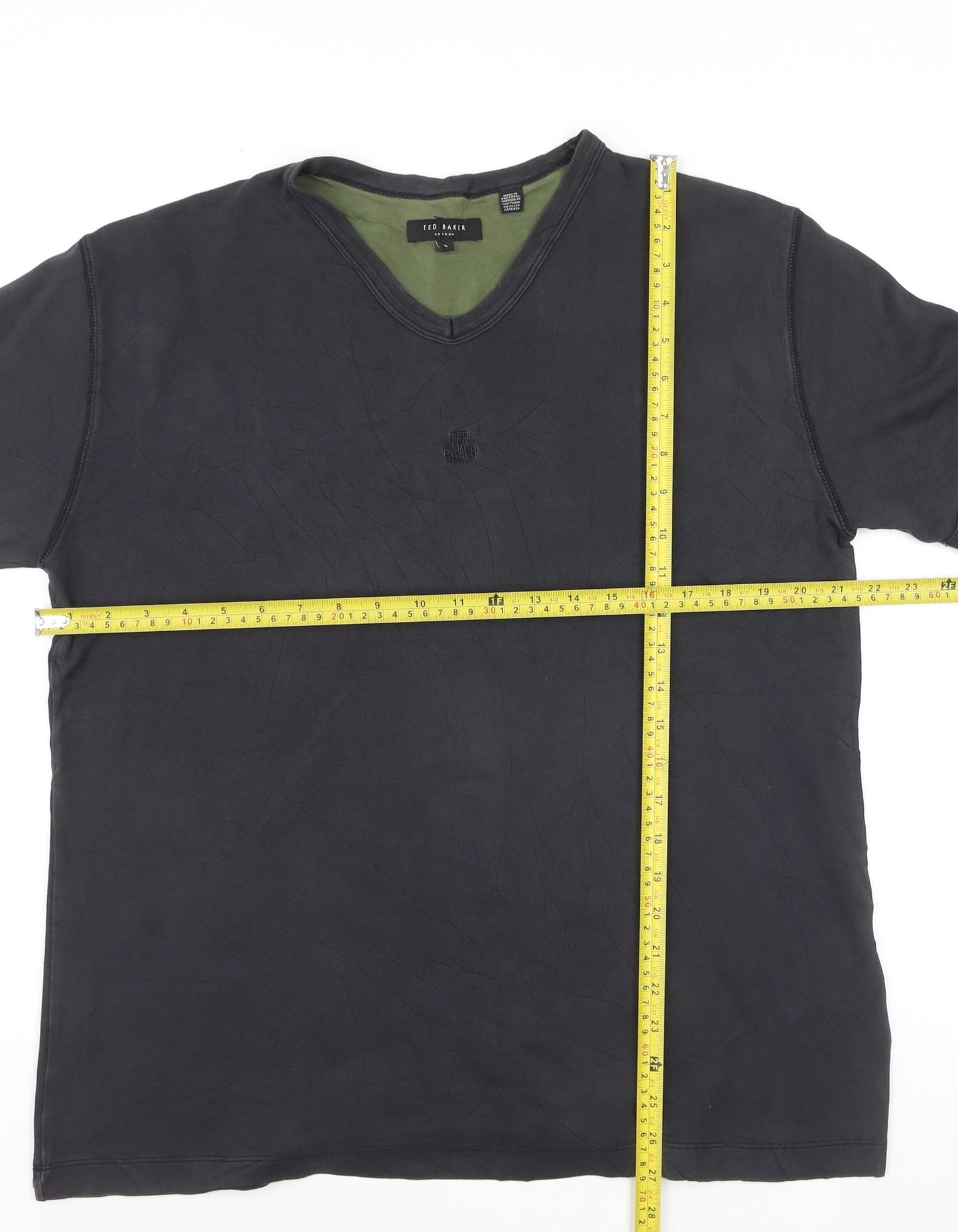 Ted Baker Men's Black V-Neck Short Sleeve T-Shirt Size L Cotton