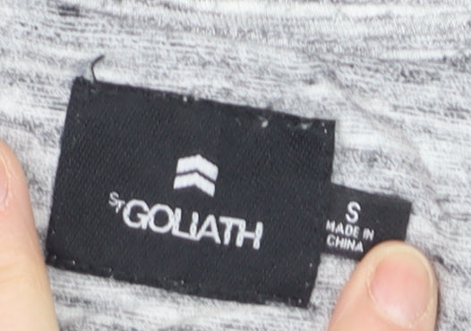 St Goliath Men's Grey and Green Colourblock Graphic T-Shirt Size S