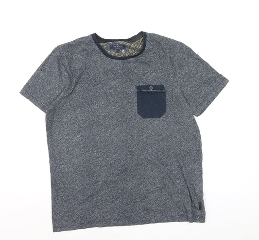 Ted Baker Men Blue Crew Neck Short Sleeve Cotton T-Shirt Size L