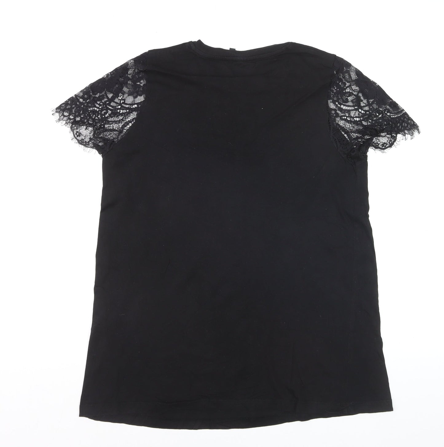 ASOS DESIGN Women’s Black Lace Sleeve Maternity T-Shirt Size 10