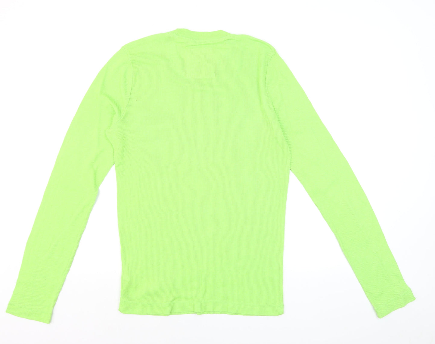 Hollister Men's Green Long Sleeve Slim Fit Cotton Top M