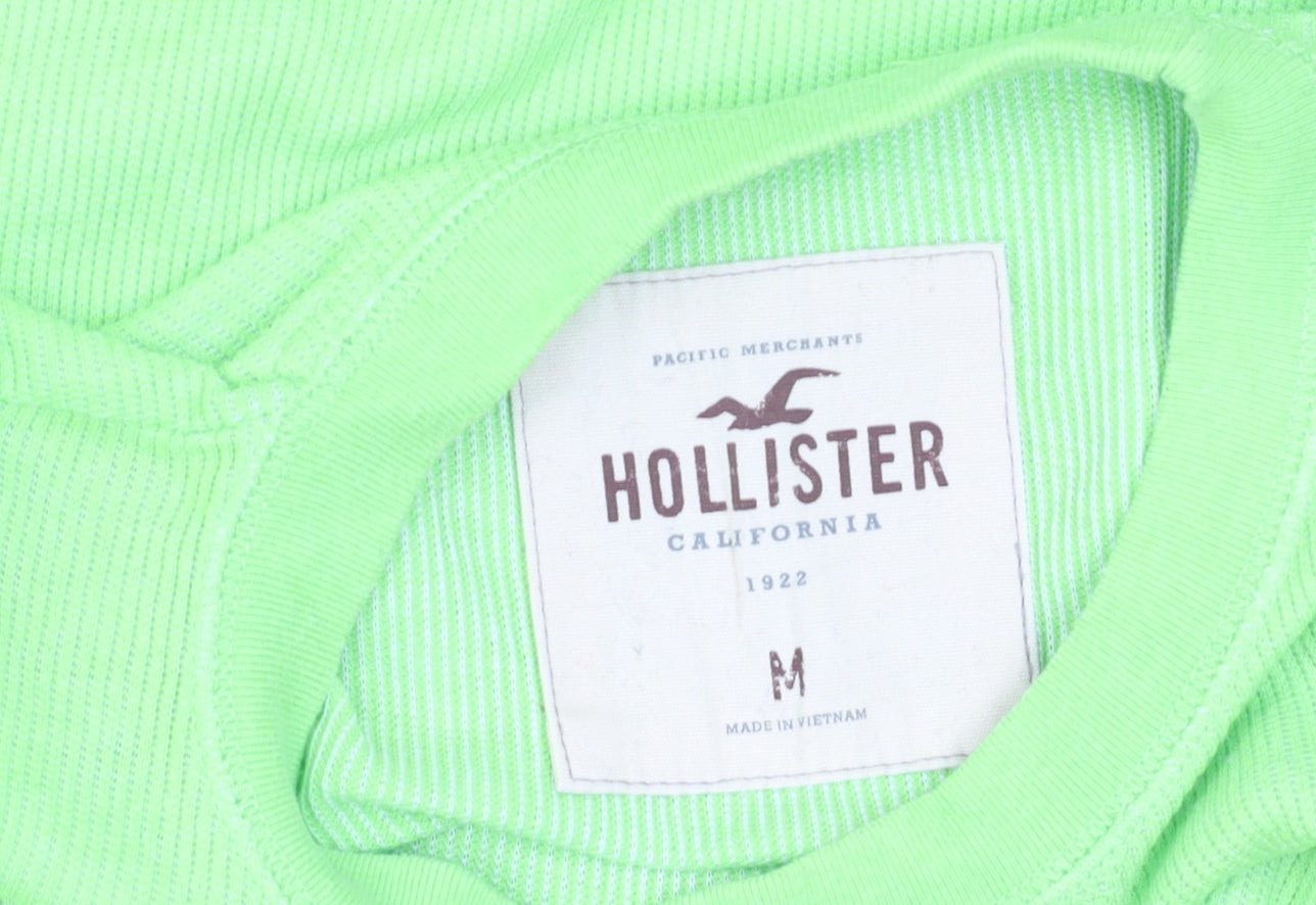 Hollister Men's Green Long Sleeve Slim Fit Cotton Top M