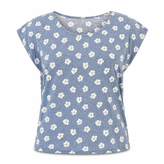 Nicole Miller Women’s Blue Floral Linen Sleeveless T-Shirt Size S