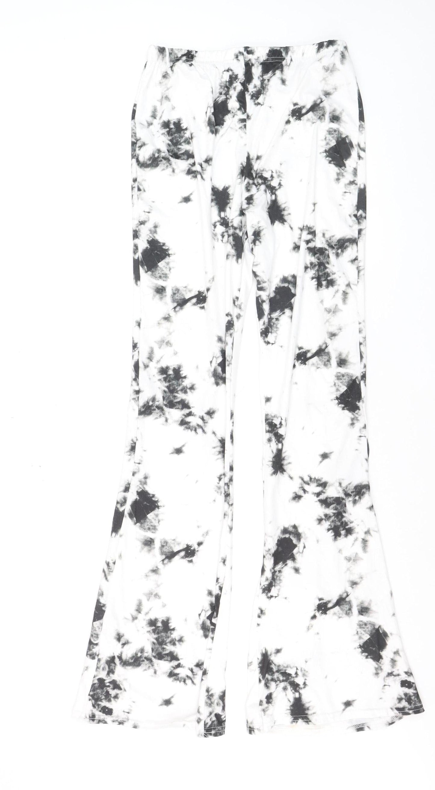 Boohoo Women’s Black White Tie Dye Flared Leggings UK 12