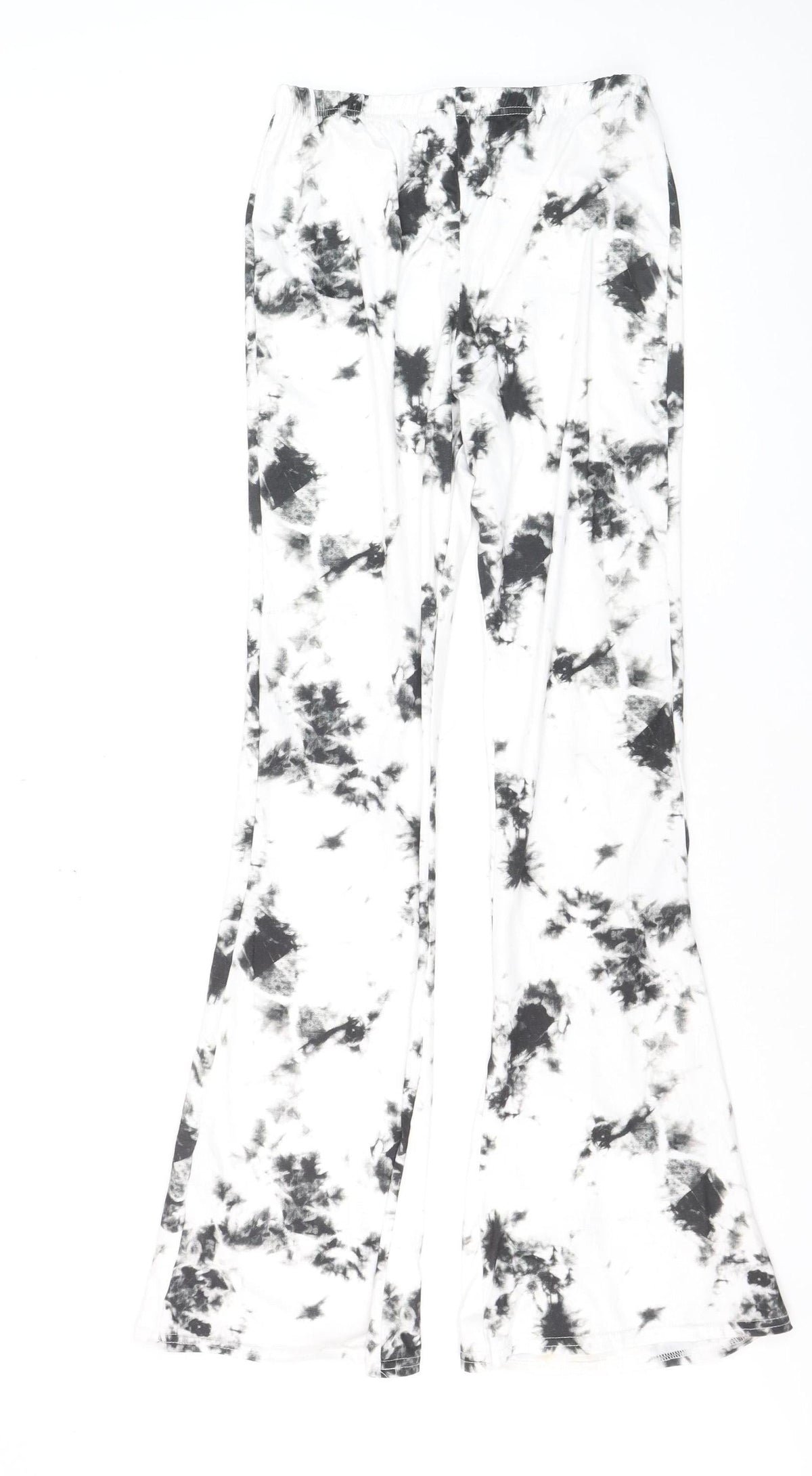 Boohoo Women’s Black White Tie Dye Flared Leggings UK 12