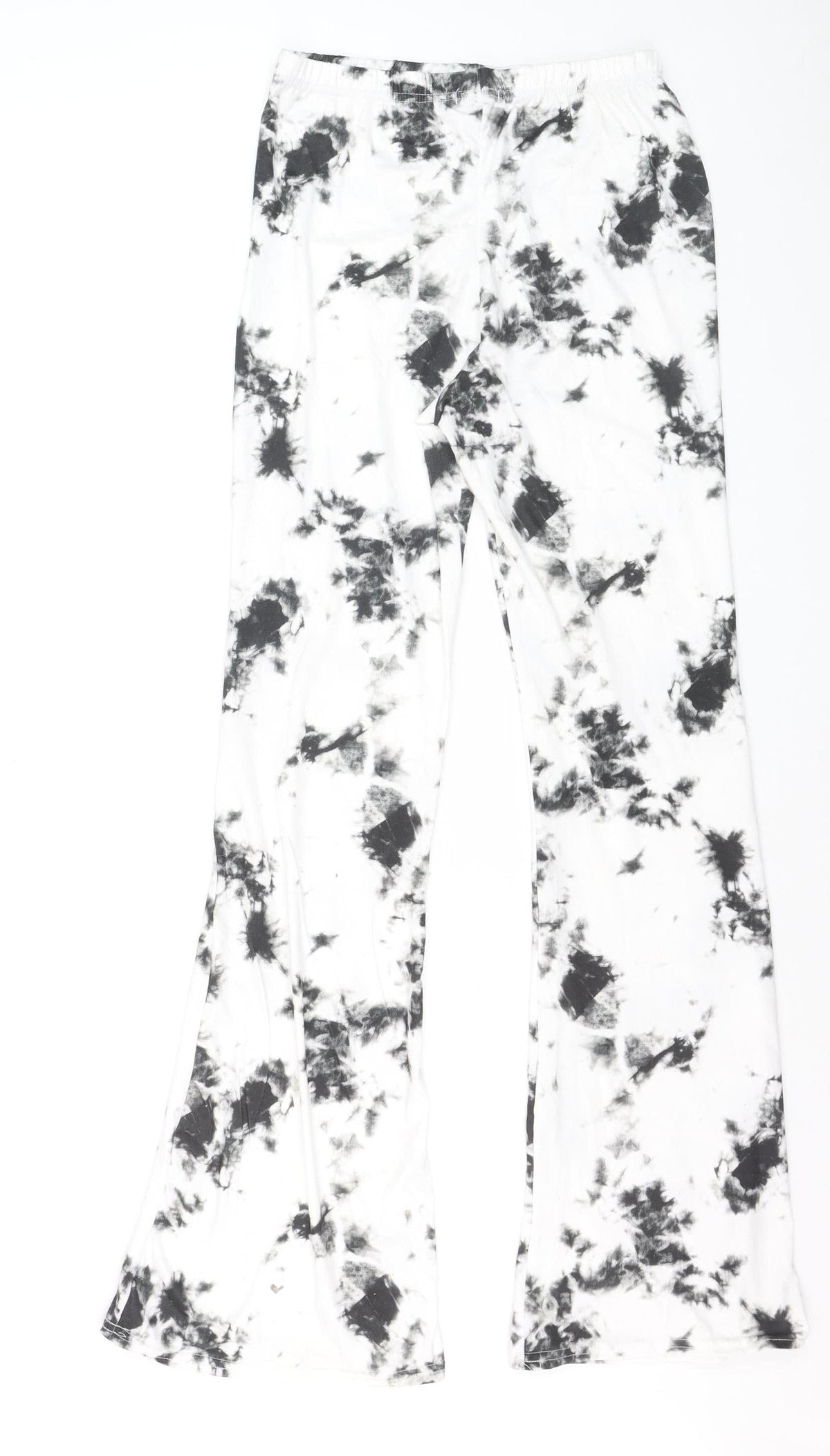 Boohoo Women’s Black White Tie Dye Flared Leggings UK 12