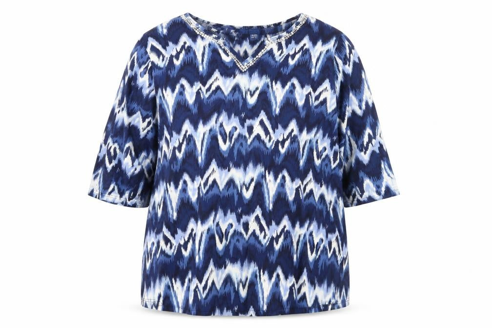 Artscape Women’s Blue 3XL Cotton Tunic Blouse with Sequins