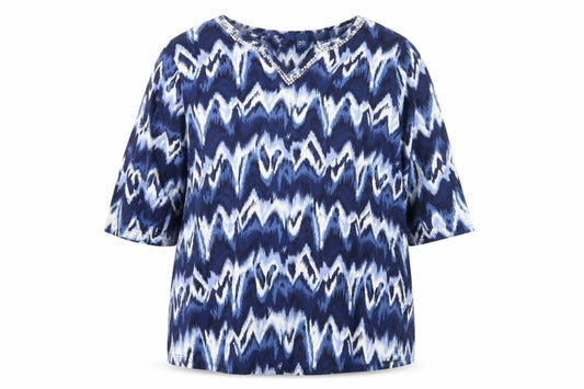 Artscape Women’s Blue 3XL Cotton Tunic Blouse with Sequins