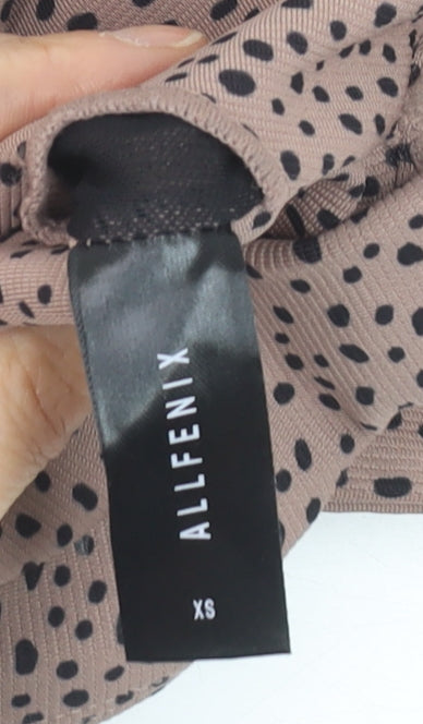 ALLFENIX Women’s Beige Animal Print Racerback XS Cropped Tank Top