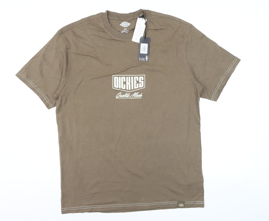 Dickies Men's Brown Graphic Print Cotton Crew Neck T-Shirt Size S