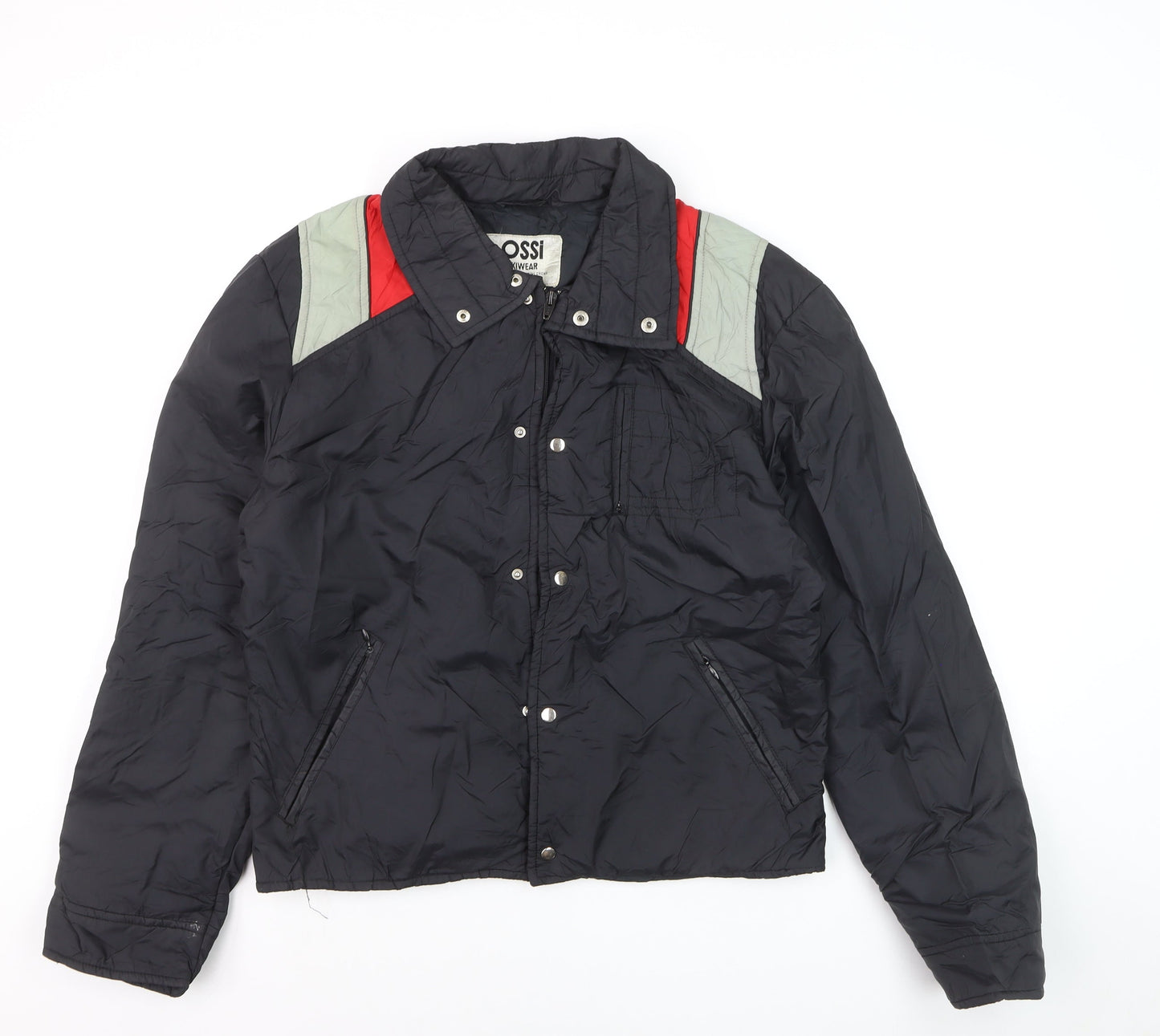 Ossi Men’s Black Ski Puffer Jacket M Nylon Insulated Retro 80s Style