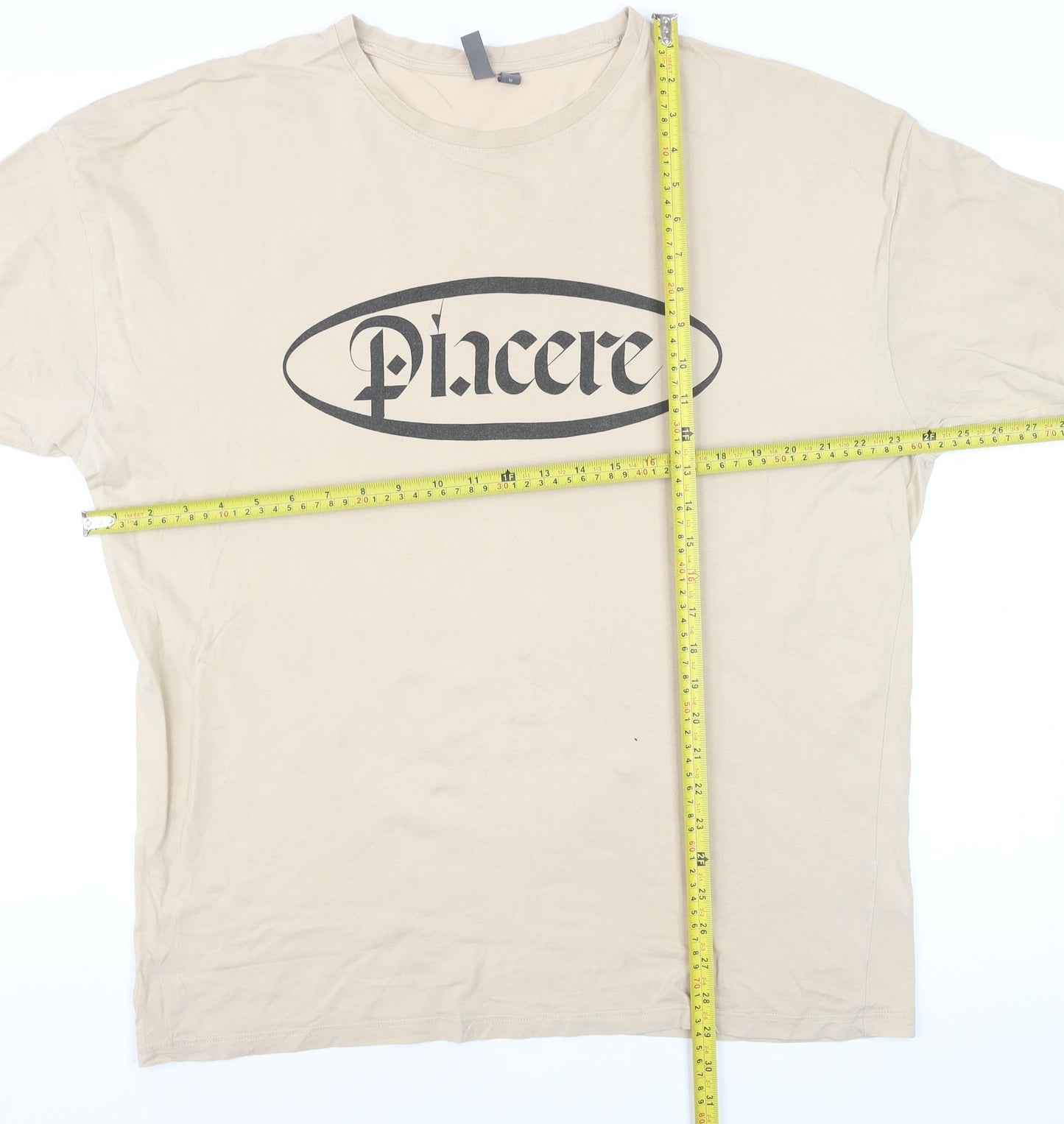 ASOS Men's Beige Graphic Print Cotton T-Shirt Size M