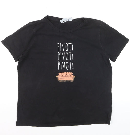 Primark Womens Black Friends Pivot Graphic Cotton T-Shirt Medium