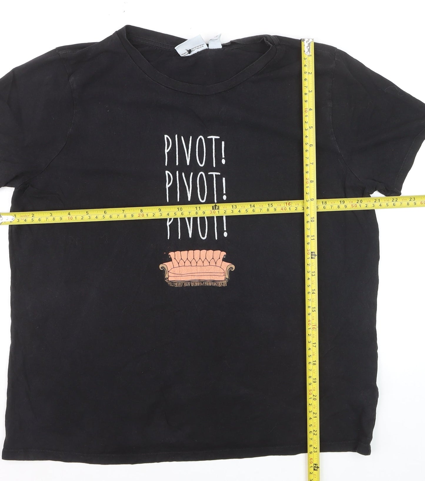 Primark Womens Black Friends Pivot Graphic Cotton T-Shirt Medium