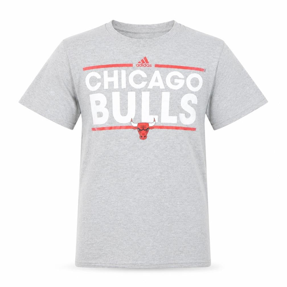 adidas Mens Grey Chicago Bulls Short Sleeve Graphic T-Shirt S