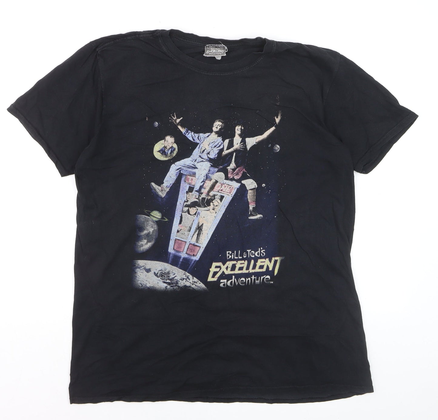 Gildan Men's Bill & Ted's Excellent Adventure Black Graphic T-Shirt Size L