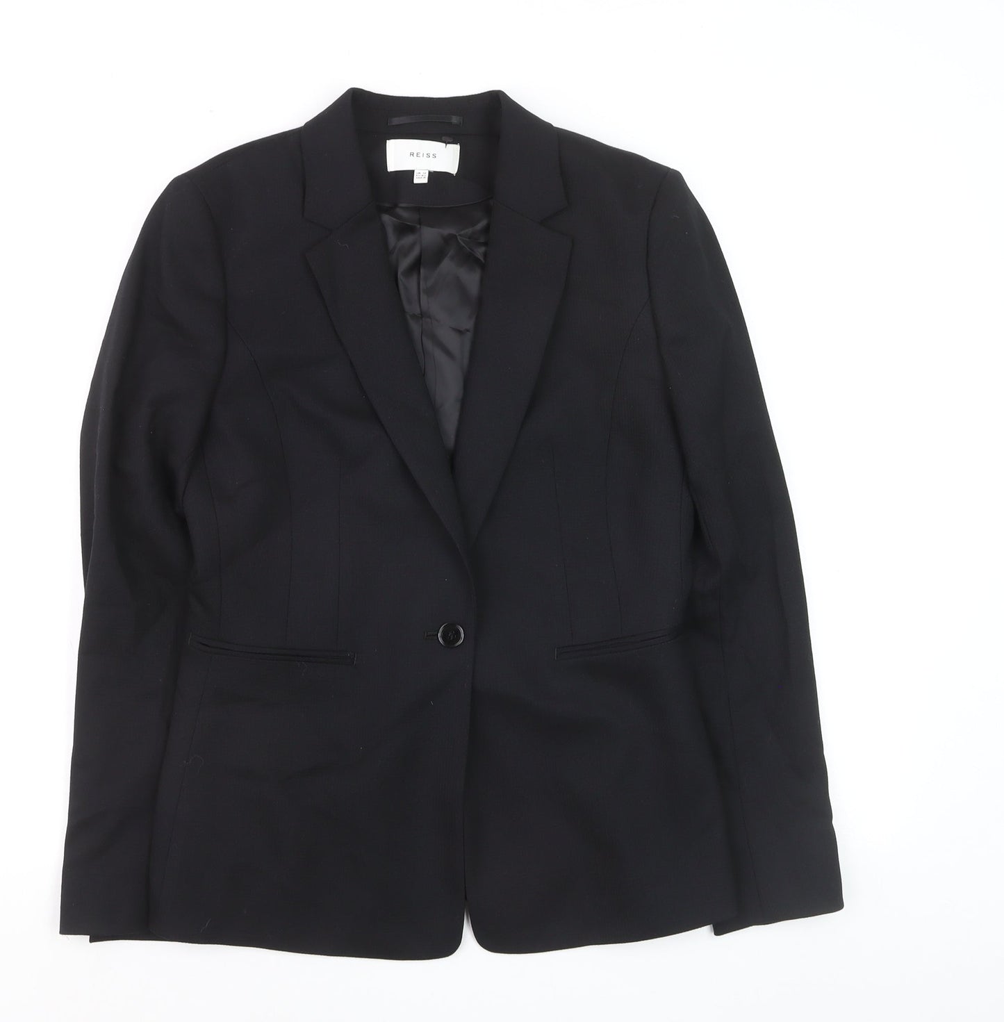 Reiss Womens Black Wool Blend Single-Breasted Blazer UK 12