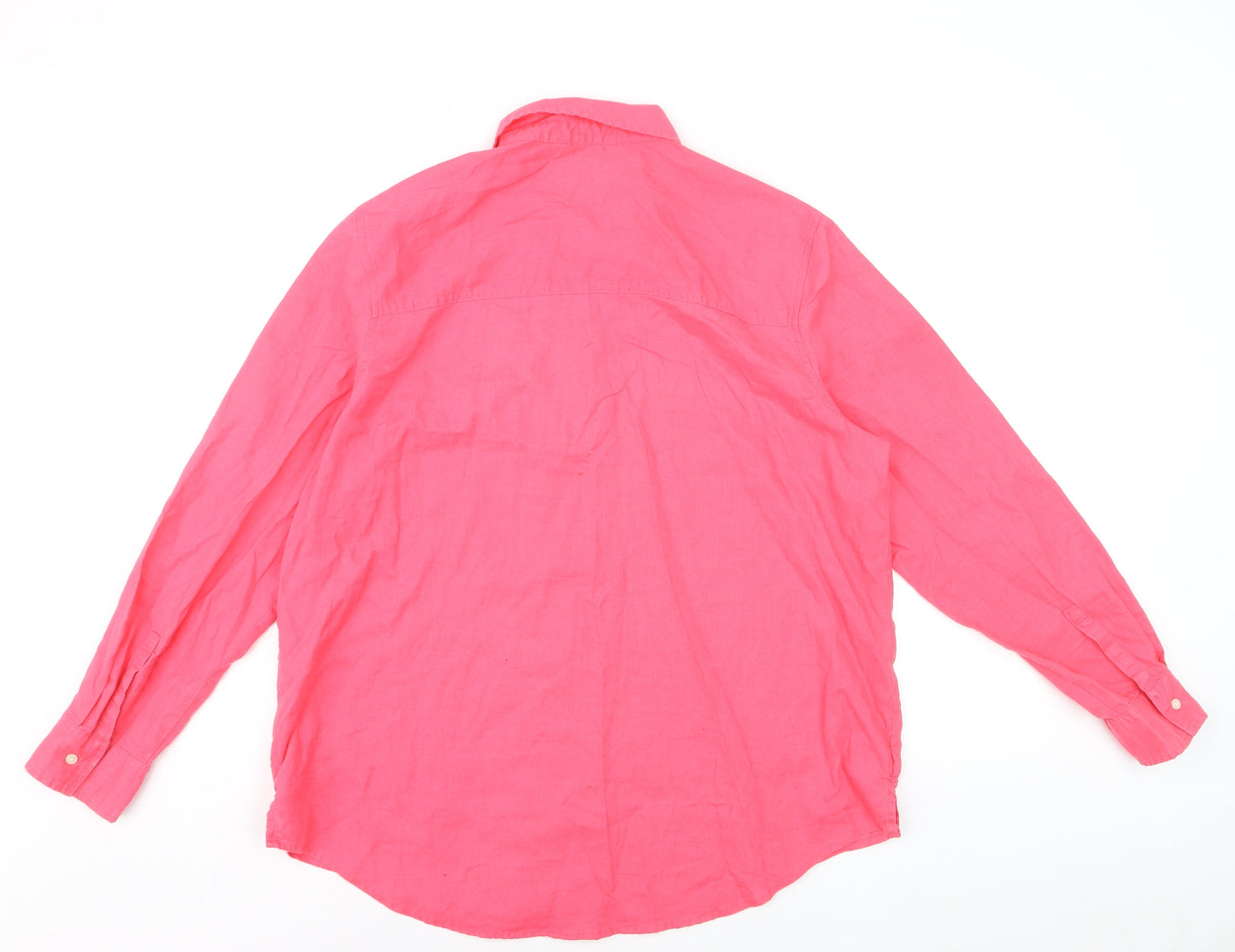 GAP Women’s Pink Linen Long Sleeve Button-Up Shirt L