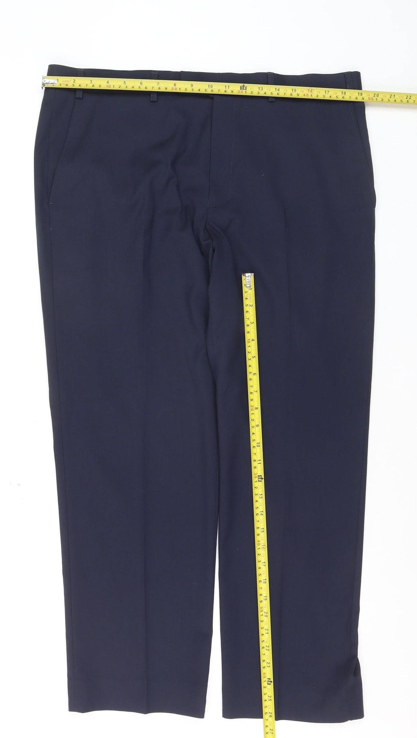Marks and Spencer Women Navy Blue Regular Chino Trousers Size 38in