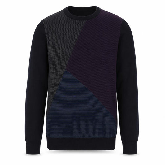 Marks & Spencer Men's Multicoloured Geometric Crew Neck Jumper S Slim Fit