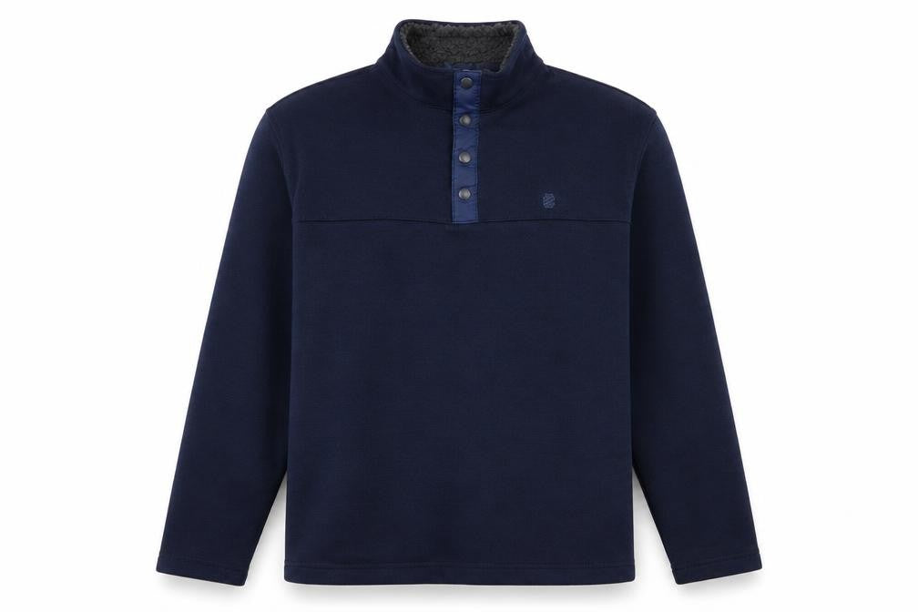 IZOD Men's Blue Fleece-Lined Henley Sweatshirt Size L