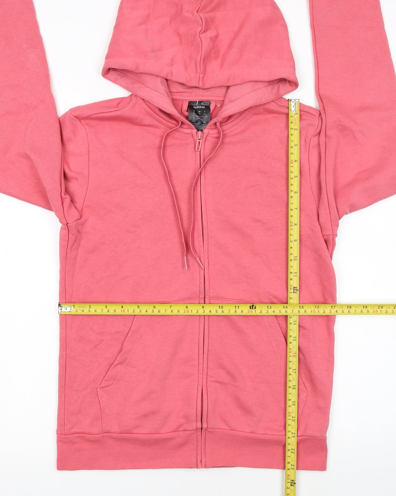 Adidas Women Pink Full Zip Hoodie Size M 12-14 Cotton Blend