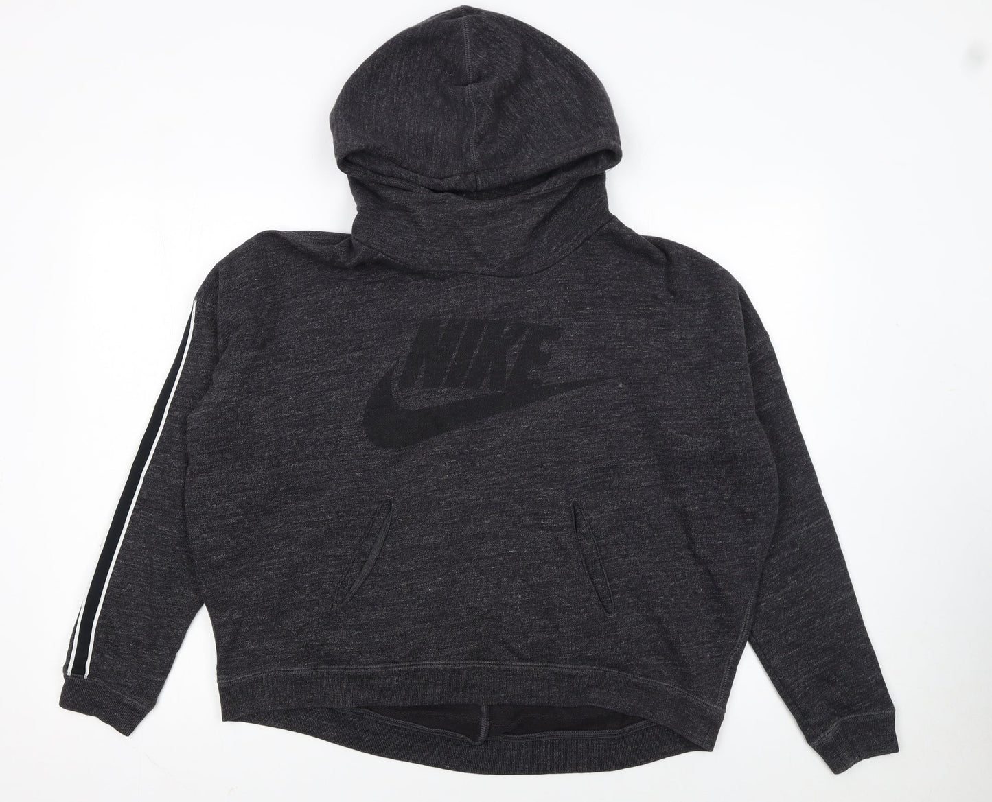 Nike Women's Black Pullover Hoodie M Cotton Logo Sportswear