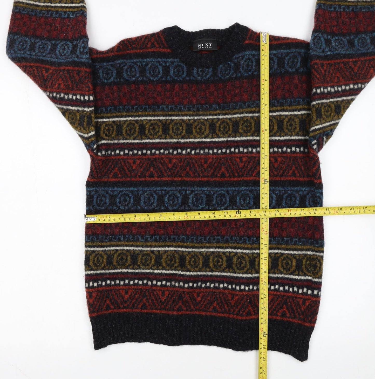 Next Mens Multicoloured Fair Isle Wool Jumper Size M
