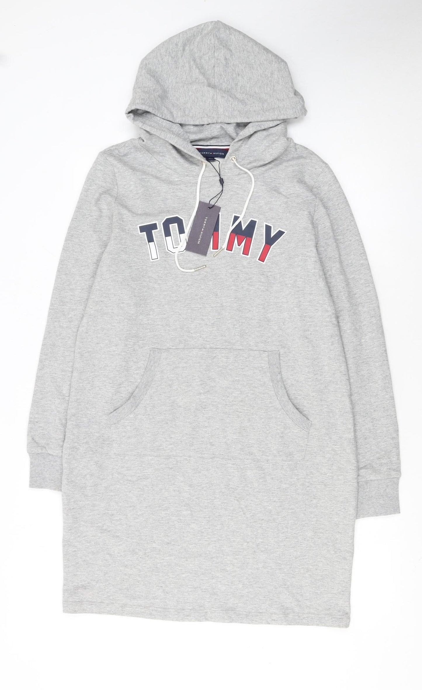 Tommy Hilfiger Women’s Grey Hoodie T-Shirt Dress M Casual Logo