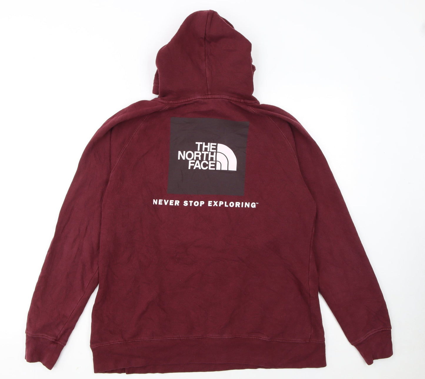 The North Face Womens Red Pullover Hoodie L Cotton Blend Logo Sweatshirt