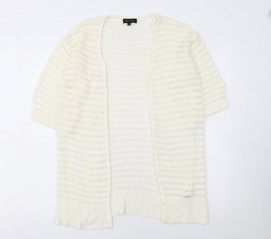 New Look Women's Ivory Short Sleeve Open Knit Cardigan Size S