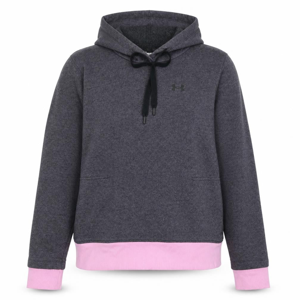 Under Armour Womens Grey Pink Pullover Hoodie Size M Loose Fit