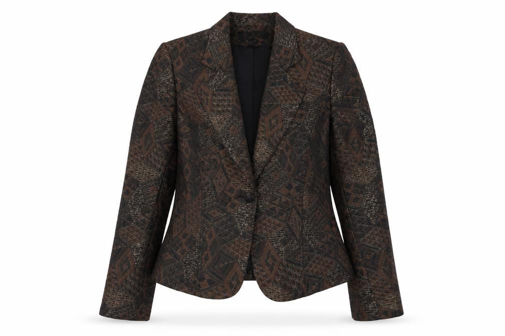 Jones New York Women's Brown Jacquard Blazer Size 12 Classic Fit