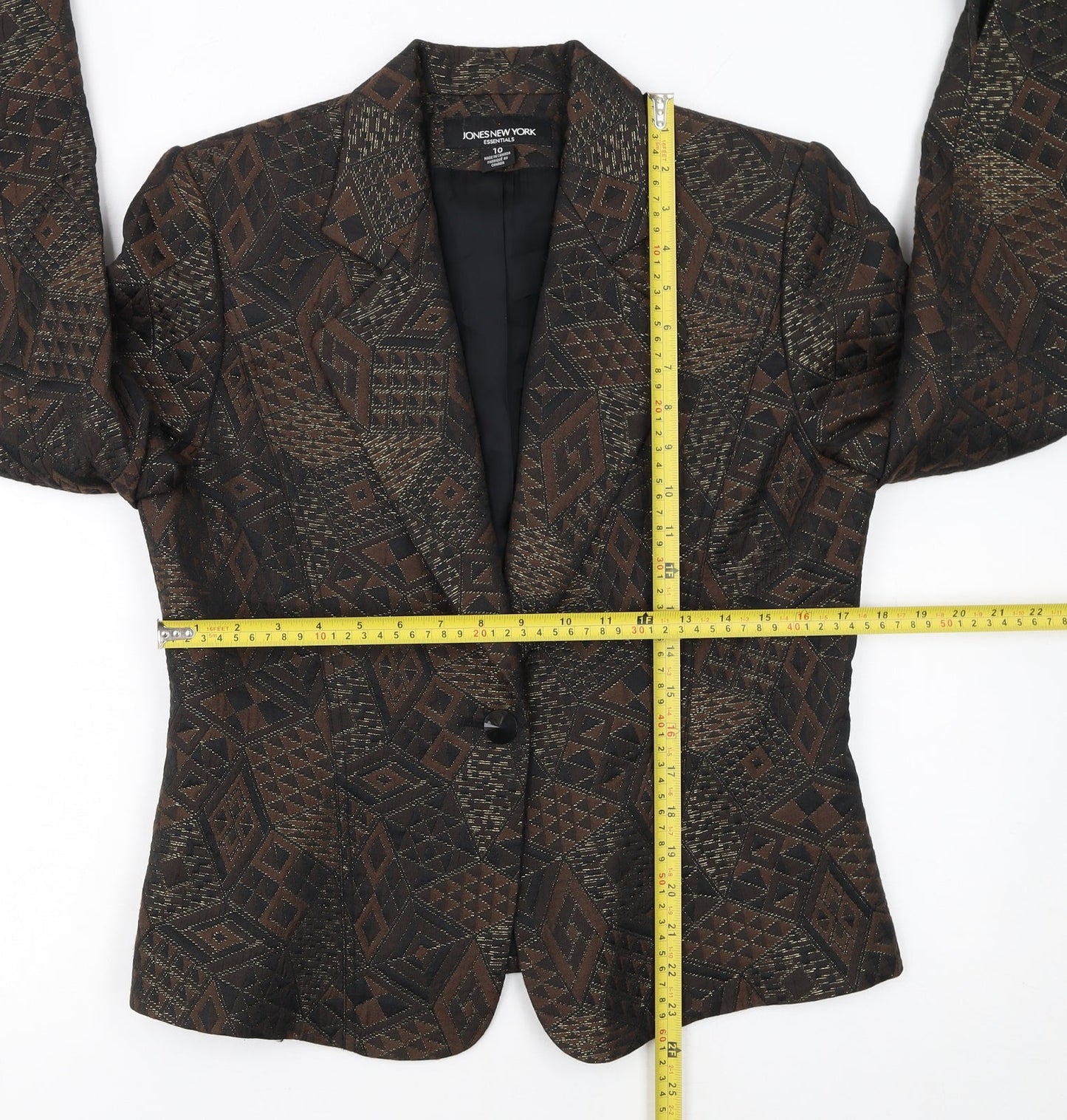 Jones New York Women's Brown Jacquard Blazer Size 12 Classic Fit