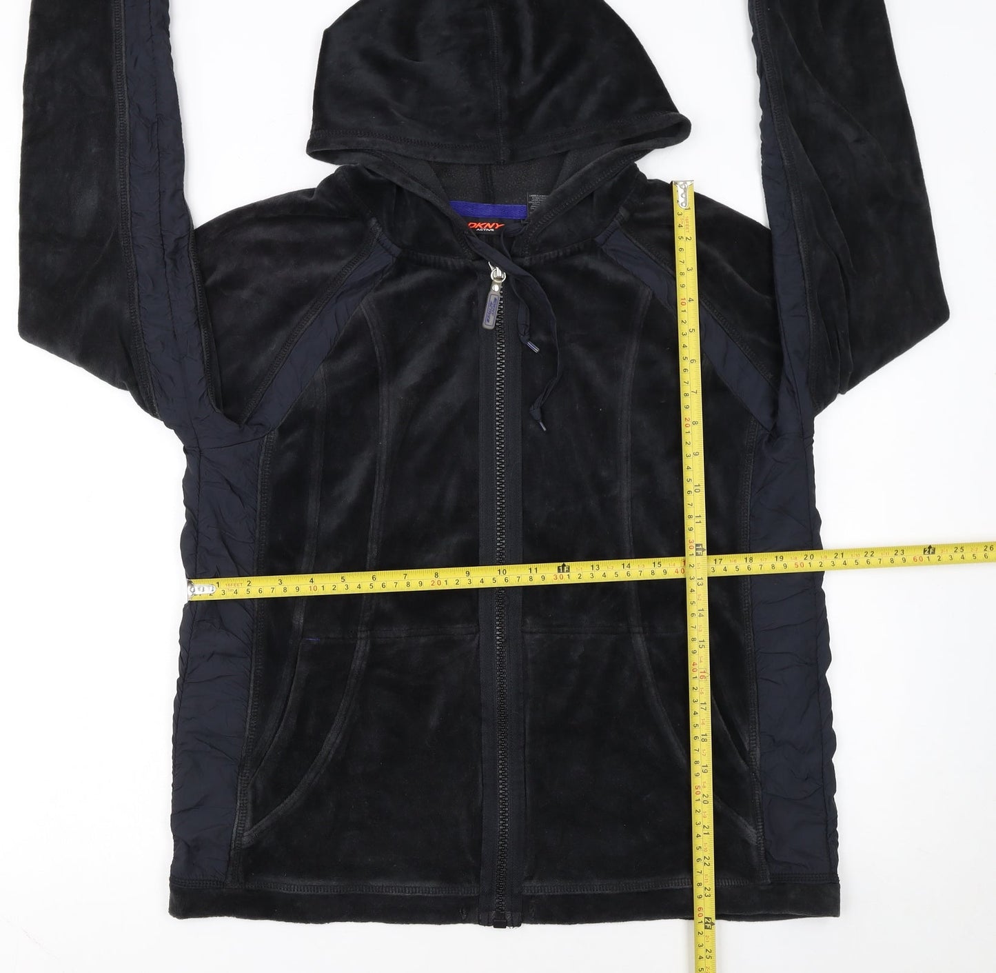 DKNY Active Women Black Full Zip Hoodie XL Fleece Zip Front Casual