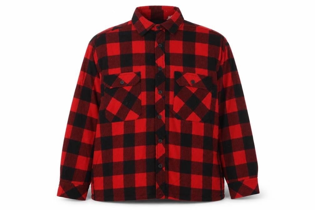 H Valentino Men's Red Check Flannel Cotton Lined Jacket Size M